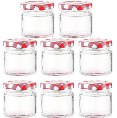 Image de Omgoods - 8 pots en verre vides - Mini pots pour confitures et bonbons (100 ml)