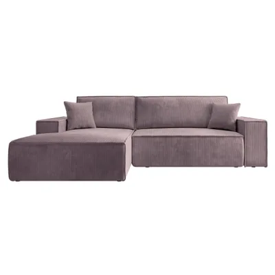 Produktbild von Ecksofa Farese mit Schlaffunktion und Bettkasten, Ottomane links, Cordbezug in Rosa