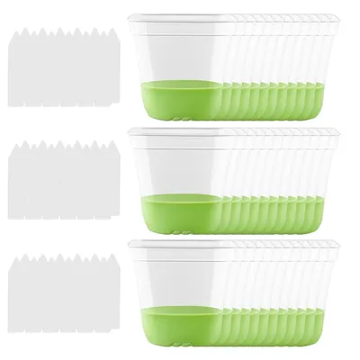 Produktbild von 36 Stück 8cm Anzuchttöpfe – Pflanztöpfe transparent mit Silikonsockel, Wiederverwendbare Blumentöpfe für Anzucht, Mini-Kunststofftöpfe