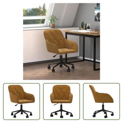 Produktbild von The Living Store Bürostuhl Drehbar Braun Samt