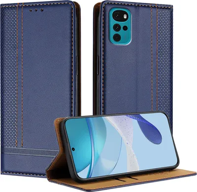 Produktbild von Handyhülle für Motorola Moto G22 Leder Flip Klappbare Schutzhülle mit Standfunktion Blau