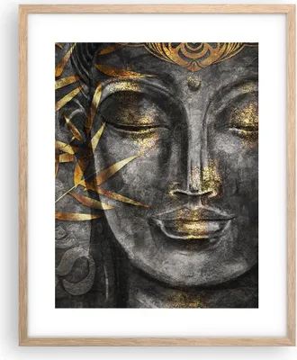 Produktbild von Gerahmtes Poster - Rahmen in heller Eiche - Buddha Gold Bodhisattva - 40x50 cm - Wand Bild - Wanddeko - Wandbilder - Kunstposter - Wandposter - Bilderrahmen - Bilder - Kunstdruck - P2NPA40x50-4442