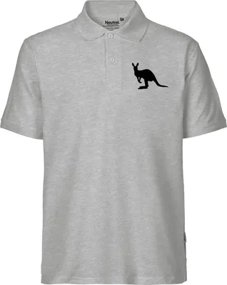 Produktbild von Huuraa Herren Polo Shirt Kangaroo Silhouette S Sport Grey Bio Baumwolle Fairtrade Poloshirt Geschenkidee