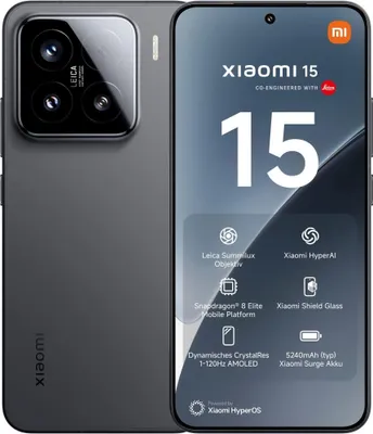 Obrázek produktu pro Xiaomi 15, 16,1 cm (6,36"), 2670 x 1200 pixelů, 12 GB, 256 GB, 50 MP, černá