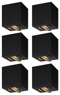Produktbild von Ledvion 6er Set LED Aufbauspot Schwarz Quadratisch 3W Warmweiss dimmbar