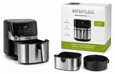 Obrázek produktu pro Horkovzdušná fritéza SIFUPLEX ASF70 6,5 l, 1700 W, 8 programů, dotykový displej