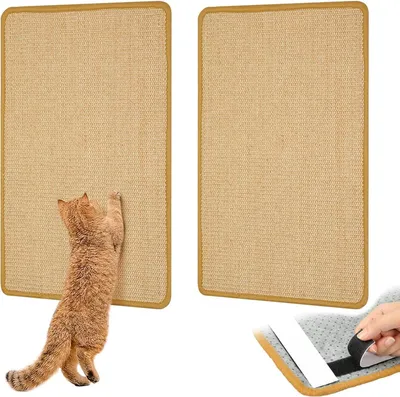 Productafbeelding van Krabmat voor katten - 2 stuks - 40 x 60 cm - sisal - met kattenkruid - bankbescherming