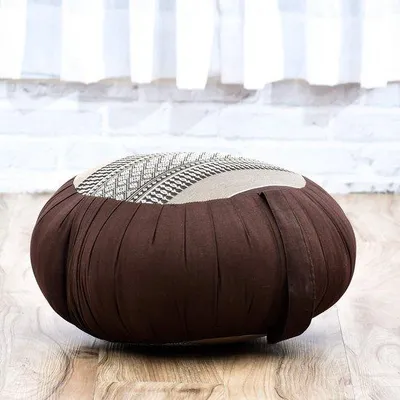 Imagen del producto de Kit de meditación Ibenzoa® con zafu y zabuton para yoga y meditación: cojín para sentarse (zafu) de 20 cm, esterilla para el suelo (zabuton), relleno de capok natural, funda de algodón hecha a mano con diseño tailandés