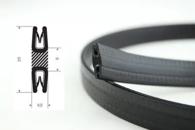 Produktbild von H10 - H-Profil PVC doppeltes Kantenschutzprofil verbunden durch Moosgummisteg