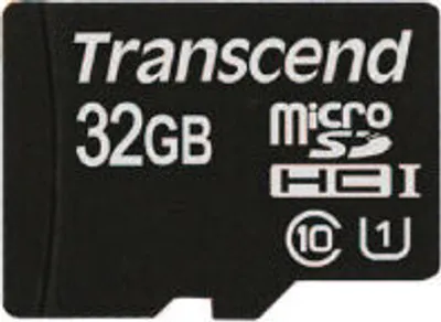 Produktbild von Transcend TS32GUSDHC10U1, 32 GB, MicroSDHC, Klasse 10, MLC, Schwarz, Rot
