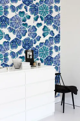 Produktbild von Coloray Fototapete 104x70 cm Latextapete Magicstick - Sechskantblumen geometrisch
