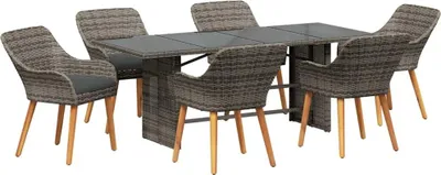 Image de Ensemble de salle à manger pour jardin 7 pcs Gris polyrotin