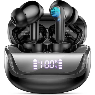 Produktbild von Bluetooth Kopfhörer, In Ear Kopfhörer, HiFi Stereo Bluetooth mit ENC Noise Cancelling Mic 45 Std Spielzeit mit LED-Anzeige Noise Cancelling Mic