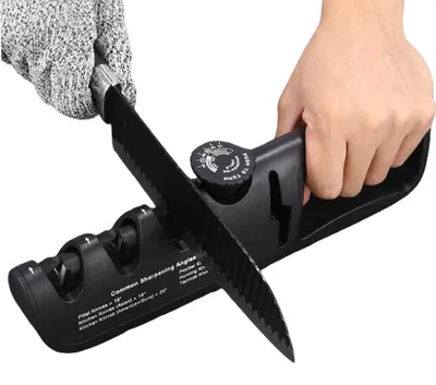 4-in-1 Handmessenschärfer mit 6 Winkeln, schwarz