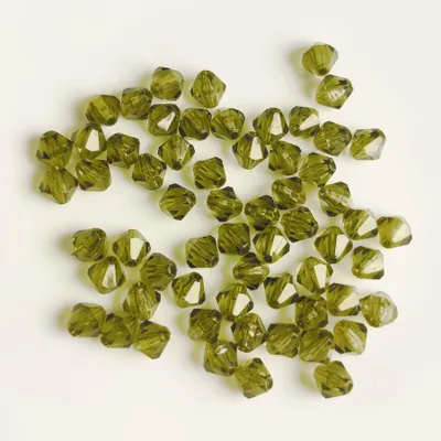 Immagine prodotto di Bicono a doppio cono 80 pezzi Perline acriliche di cristallo sfuse con foro, 6 mm 80 pezzi, verde, verde oliva