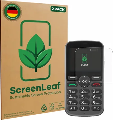 Produktbild von 2x ScreenLeaf Schutzfolie für Doro 1380 nachhaltiger Displayschutz Display Schutz Folie Klar Transparent