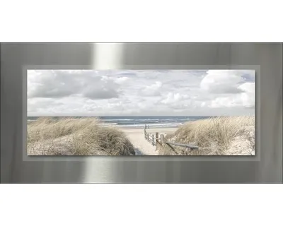 Produktbild von Maritimes Metallbild Beach I aus Metall mit schwebender Tiefenwirkung, 100x50 cm