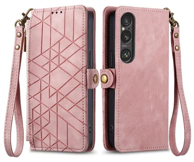 Produktbild von Für Sony Xperia 10 VI 6. Gen Kunstleder Zipper Wallet Tasche mit Schlaufe Schutz Hülle Case Cover Rosa