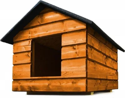 Produktbild von QLS Hunde- Katzenhaus Größe M mit Vorhang Isoliert Winterfest Pinie Outdoor 11012