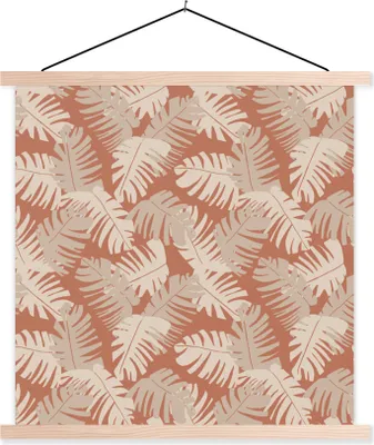 Produktbild von MuchoWow® Textilposter Sommer - Blätter - Tropisch 60x60 cm mit holzfarbenen Rahmen - Wanddekoration