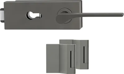 Produktbild von Griffwerk PURISTO S -Kaschmirgrau Ganzglastürbeschlagset -3-teiliger Bandsatz -mit Griff DESM LEAF LIGHT -EM -PZ