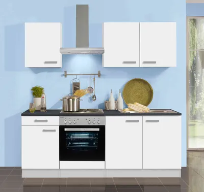 Produktbild von Küchenblock Oslo 210 cm in weiss matt mit Spüle ohne Elektrogeräte
