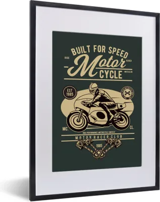 Produktbild von MuchoWow® MuchoWow® Gerahmtes Poster Mancave - Motorrad - Rennen - Vintage 30x40 cm - Poster mit zchwarzem Bilderrahmen - Wandposter Schlafzimmer
