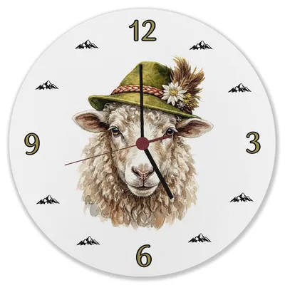 Produktbild von Schaf mit alpenländischem Trachtenhut Wanduhr aus MDF