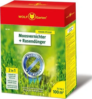Immagine prodotto di Wolf Garten 2 in 1, killer del muschio + concime per prato SW100 per 100 m²