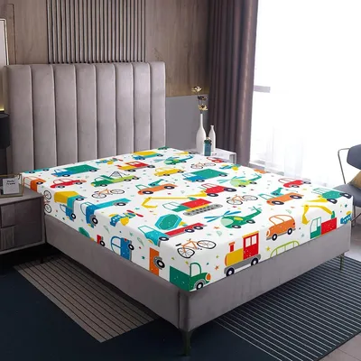 Image de Drap-housse pour enfants avec motif de dessin animé, en microfibre