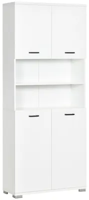 Produktbild von Badezimmerschrank aus wei?er Spanplatte mit 2 Schr?nken mit Tš¹ren und 2 offenen Regalb?den, 80 x 33,5 x 190 cm