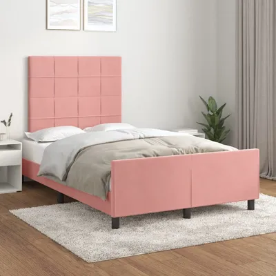 Produktbild von The Living Store Bettgestell mit Kopfteil Rosa 120x200 cm Samt