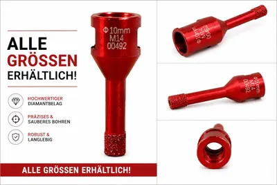 Produktbild von Butler macht's! Diamant-Bohrkrone für Trockenbohrungen Aufnahme M14 versch. Größen, Ø Durchmesser:82 mm