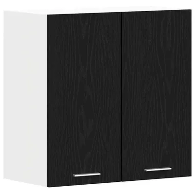 Image de Étagère murale en bois imitation chêne noir, dimensions 60 x 31 x 60 cm