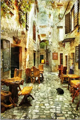 Produktbild von Wallario Outdoor-Poster für Garten oder Balkon, Motiv Italienische kleine Gasse, in ca. 120 x 180 cm
