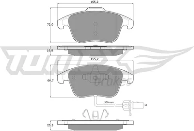 Produktbild von TOMEX brakes Bremsbeläge Satz Vorne Bremsklötze für AUDI A4 Avant (8K5, B8) TX 16-75