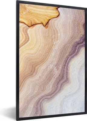 Produktbild von MuchoWow® Gerahmtes Poster Marmor - Textur - Sandstein - Gold - Marmoroptik 60x90 cm - Poster mit Schwarzem Bilderrahmen Wandposter Rahmen Foto Bilder - Kunst