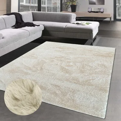 Produktbild von Schlafzimmer Dekoteppich „Rabbit“ schön weich - in beige Größe - 140 x 200 cm