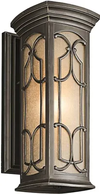 Image de Applique d'extérieur Franceasi, bronze vieilli, 1xE27x60W, aluminium, dimensions : 45,7 x 17,8 x 22,9 cm, IP44, Kichler
