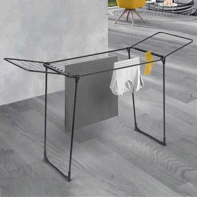 Produktbild von Flügel-Wäschetrockner "Hydra Onyx" 18 m mit Sockenhalter matt-schwarz