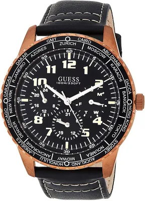 Produktbild von Guess Herren Analog Quarz Uhr mit Leder Armband W1170G2