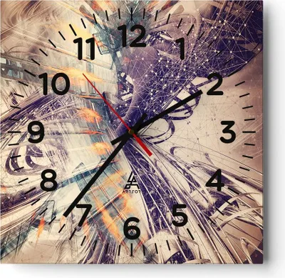 Produktbild von Wanduhr - Quadrat - Glasuhr - Abstraktion modern - 40x40cm - Schleichendes Uhrwerk - Lautlos - zum Aufhängen bereit - Dekoration Modern - Wanddekoration aus Glas - C4AC40x40-4057