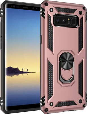 Image de Galaxy Note 8 Case with Ring, Dual Layer Hard PC TPU, Shockproof Case with Stand for Samsung Galaxy Note 8 Rose Gold