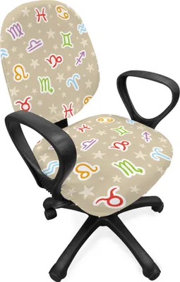 Produktbild von ABAKUHAUS Astrologie Bürostuhl Schonbezug, Bunte Doodle Signs, dekorative Schutzhülle aus Stretchgewebe, Tan Multicolor