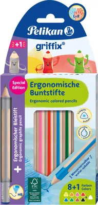 Produktbild von Farbstiftetui griffix - HB 8+1 Stück sortiert dreikant. Packung mit 10 Stück