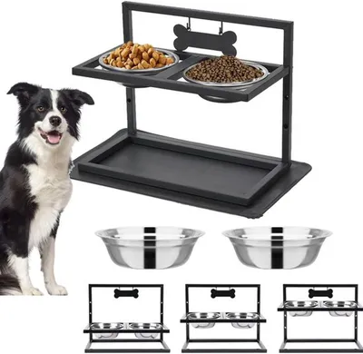 Produktbild von Hundetisch mit verstellbarer Höhe, rohstahlerner Konstruktion und Anti-Slip-Belag