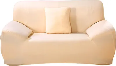 Produktbild von ele ELEOPTION Sofahusse Stretchhusse Sofabezug Polyester Rippstrick (Beige, 2 Sitzer für Sofalänge 140-185cm)