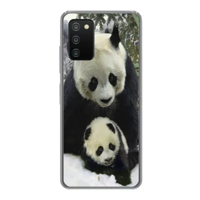 Produktbild von MuchoWow® Handyhülle Schutzhülle Hülle für Samsung Galaxy A03s Panda - Jungtier - Schnee Silikon Softcase Handy Hülle - Schutz