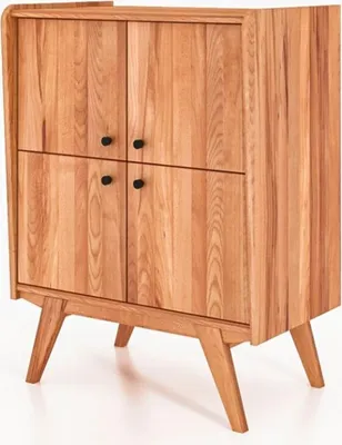 Produktbild von Kommode Jetro Kernbuche massiv 80x105x50 cm mit 4 Türen und Holzbeinen