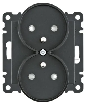 Produktbild von Lumina Doppelsteckdose mit Erdung und Kontaktabdeckung 16A/250VAC schwarz WL1343